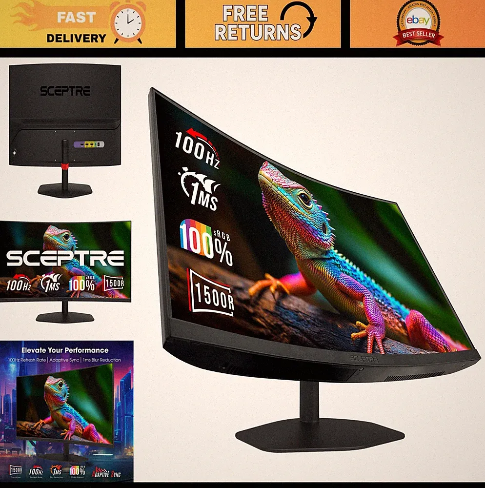 Curved 24" Gaming Monitor 1ms 100Hz 1500R DisplayPort HDMI Eye Care Built-in Spe