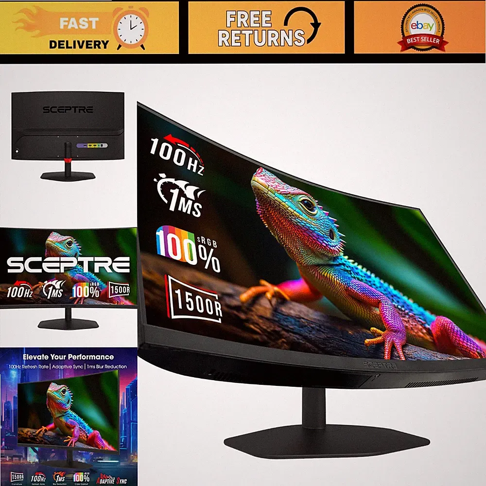 Curved 24" Gaming Monitor 1ms 100Hz 1500R DisplayPort HDMI Eye Care Built-in Spe