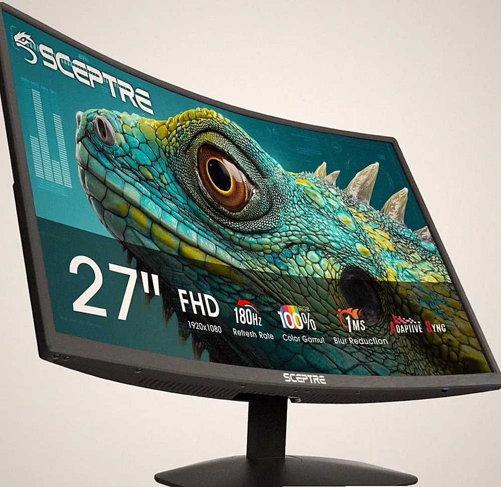 Curved 27-Inch Gaming Monitor 180Hz Refresh Rate, 1ms Response - Machine Black