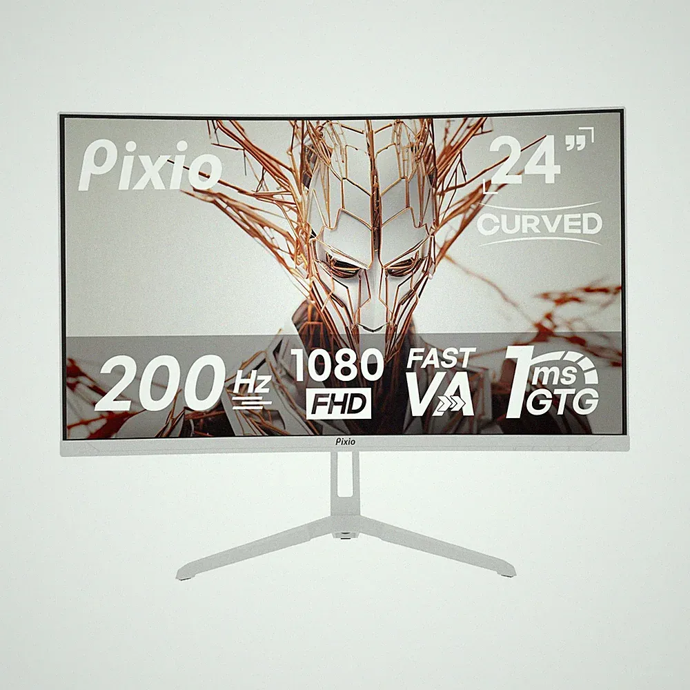 Curved Gaming Monitor 24 1080p 200Hz 1ms VA Panel Pixio PXC248Wave White inch