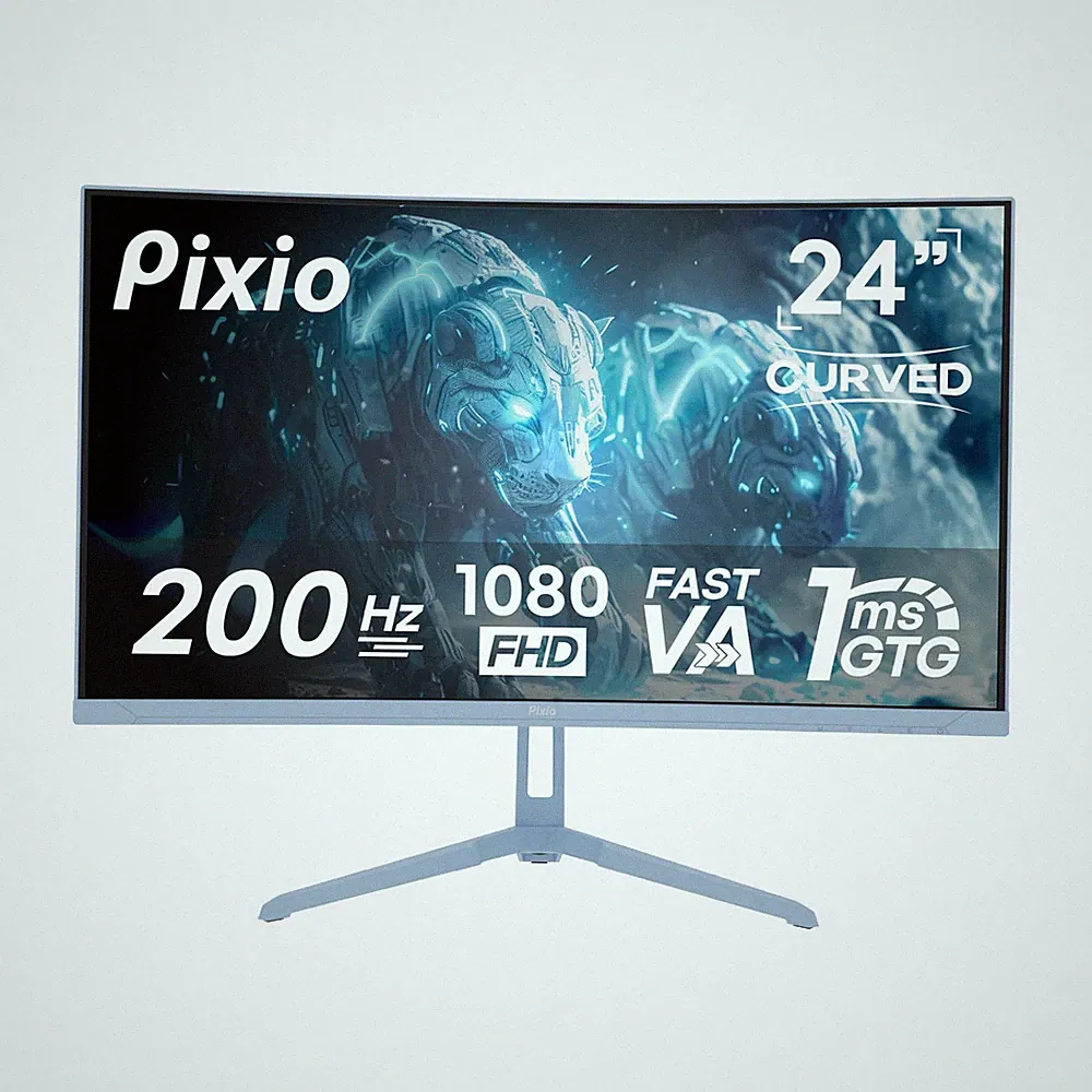 Curved Gaming Monitor 24 200Hz 1080p 1ms Response Pixio PXC248WAVEB Blue inch