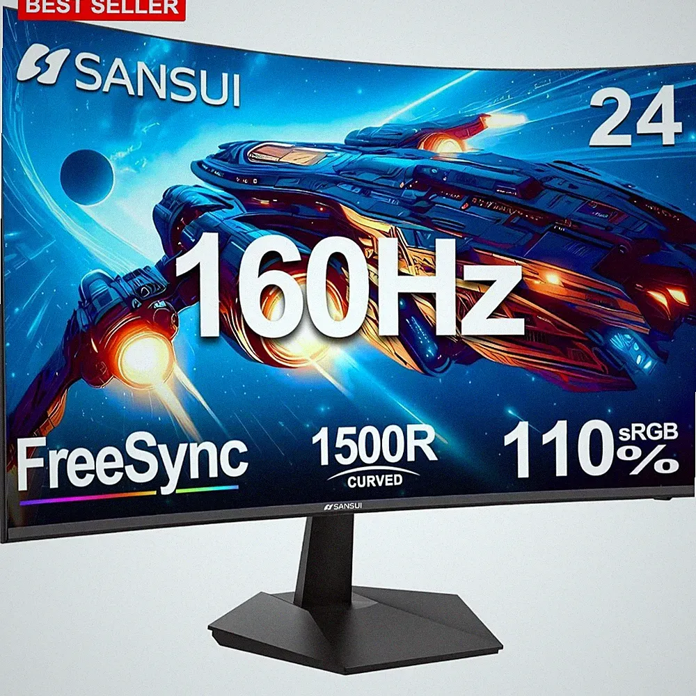 Curved Gaming Monitor 24 In 160Hz 1500R FHD Fast VA 1ms Flicker-Free 300nits HDR