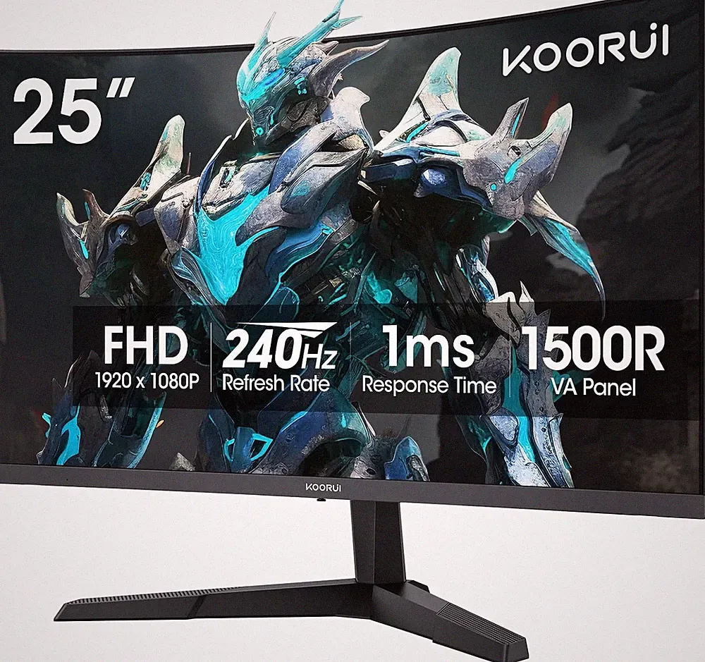 Curved Gaming Monitor 25 Inch 240Hz FHD 1080P Display 1500R 1ms MPRT Adaptive