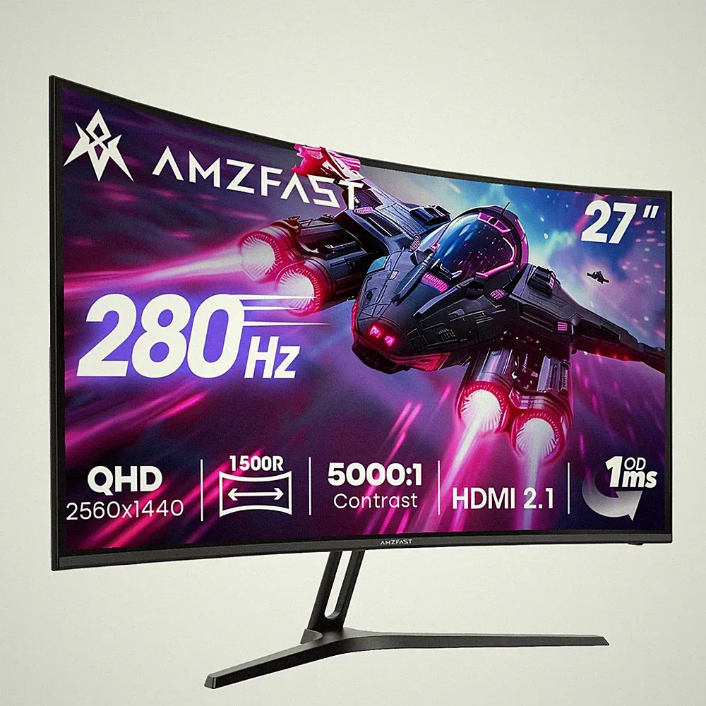 Curved Gaming Monitor 27 inch 280Hz, QHD 2560x1440, 1ms MPRT, Adaptive Sync,...