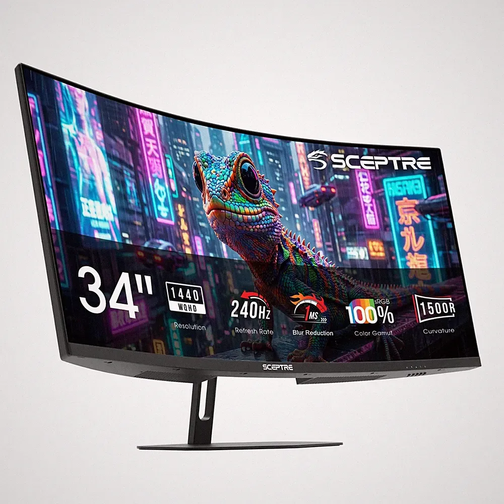 Curved Gaming Monitor 34 3440x1440 240Hz 1500R Machine Black Sceptre 34-inch