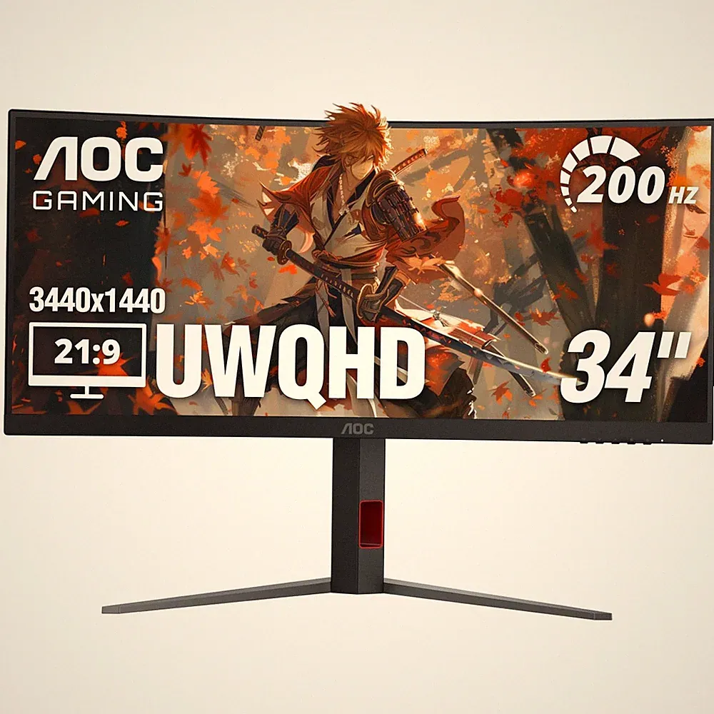 Curved Gaming Monitor 34 UWQHD 200Hz VA 0.3ms HDR AOC CU34G4H Inch desktop