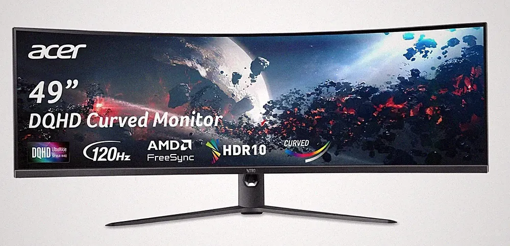 Curved Gaming Monitor 49in 5120x1440 120Hz DQHD Acer Nitro EI491CUR Office