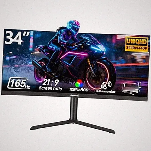 Curved Ultrawide Gaming Monitor, WQHD 3440x1440 PC Screen 34-Inch