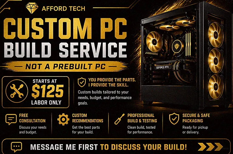 Custom Gaming PC Build Service ($125) – Labor Only | Not a Prebuilt PC