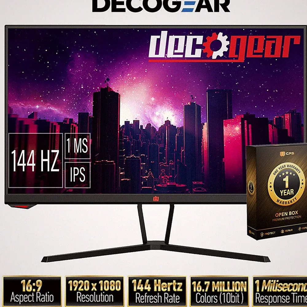 Deco Gear 25" Gaming Monitor, 1080P FHD with 1 Year Warranty
