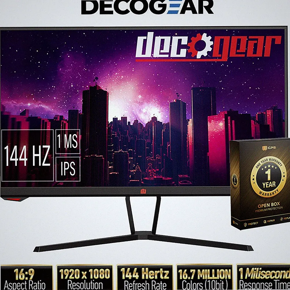 Deco Gear 25" Gaming Monitor, 1080P FHD with 1 Year Warranty