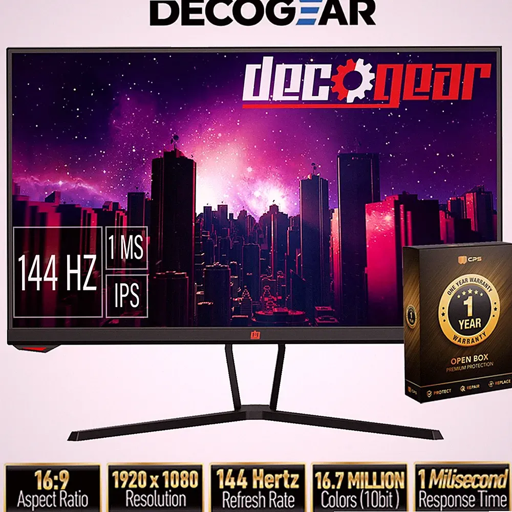 Deco Gear 25" Gaming Monitor, 1080P FHD with 1 Year Warranty
