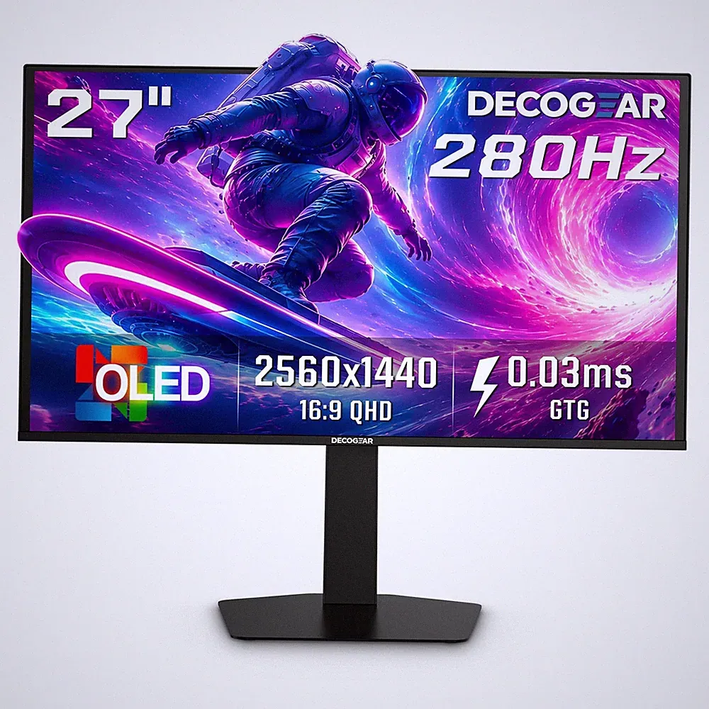 Deco Gear 27 QHD OLED Gaming Monitor | 280Hz 0.03ms 27 Inch-280, Black