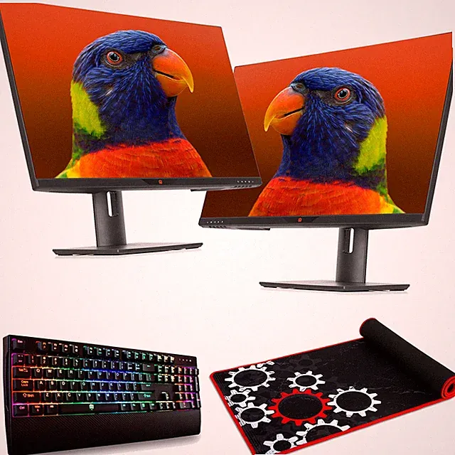 Deco Gear 28" 4K Ultrawide Dual Monitors + Bonus Mechanical Keyboard, Mouse Pad