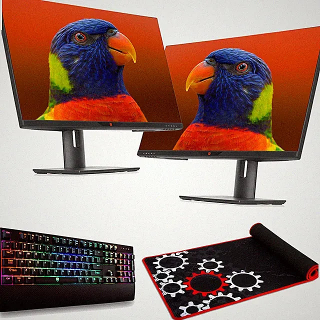 Deco Gear 28" 4K Ultrawide Dual Monitors + Bonus Mechanical Keyboard, Mouse Pad