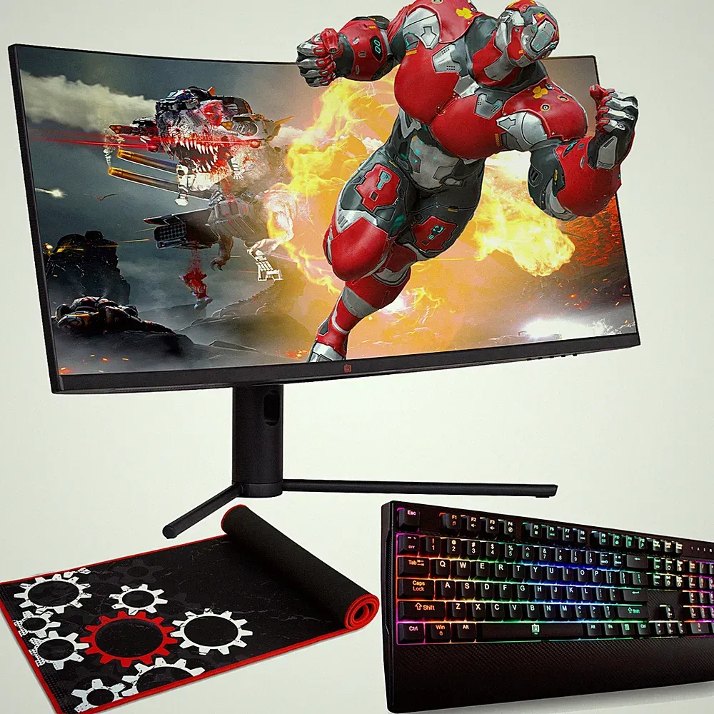 Deco Gear 34" 3440x1440 21:9 Ultrawide Curved Monitor + Keyboard and Mouse Pad