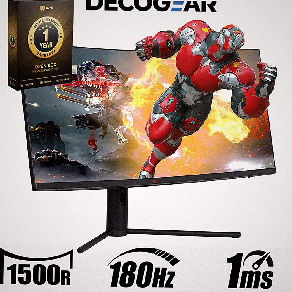 Deco Gear 34" 3440x1440 21:9 Ultrawide Curved Monitor with 1 Year Warranty
