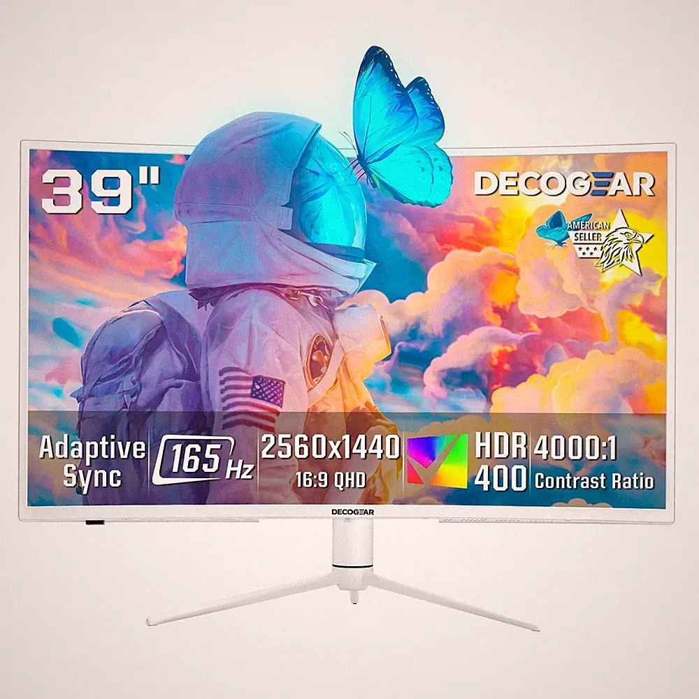 Deco Gear 39 Curved Ultrawide Gaming Monitor, 2560 x 1440, 39 Inch, White