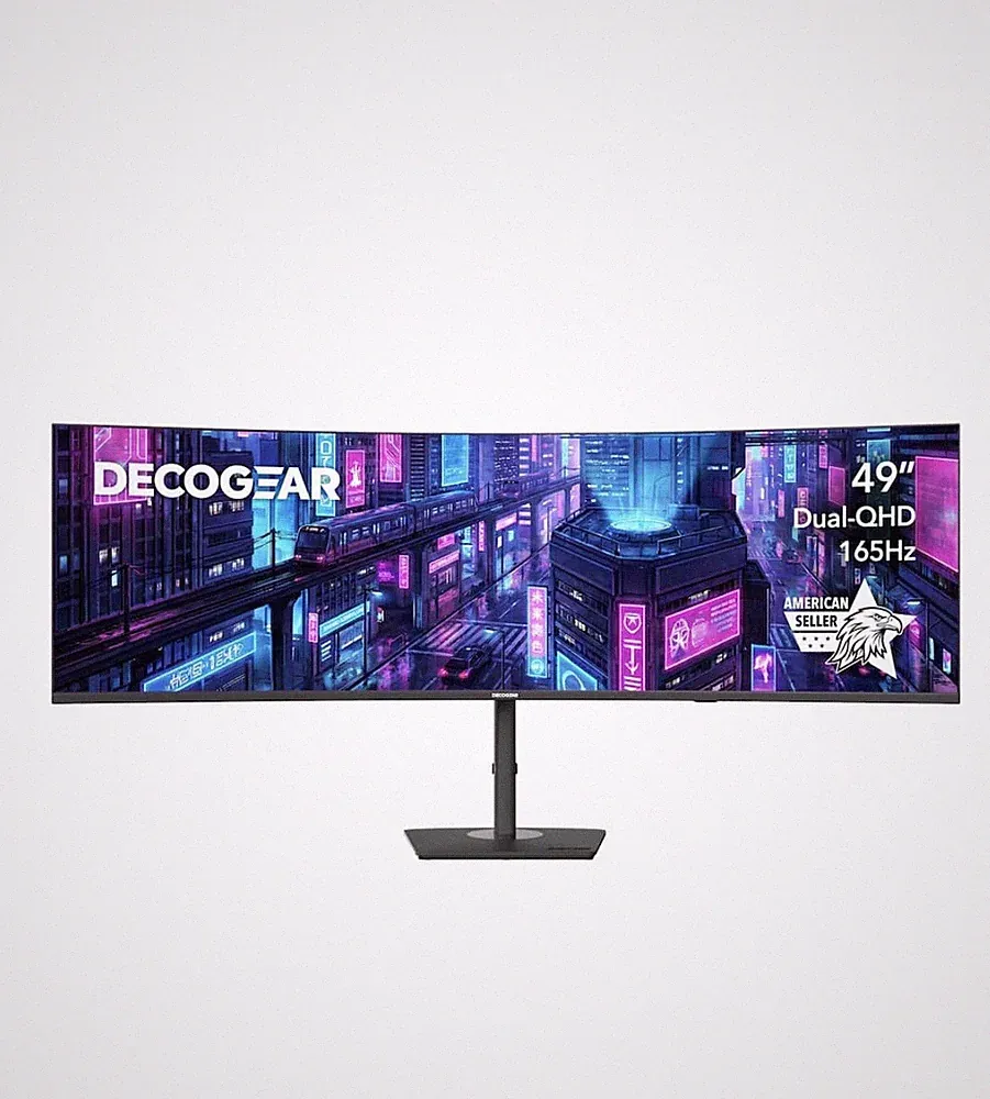 Deco Gear - 49" Curved Super Ultrawide DQHD Gaming Monitor with 165Hz, USB-C 65W