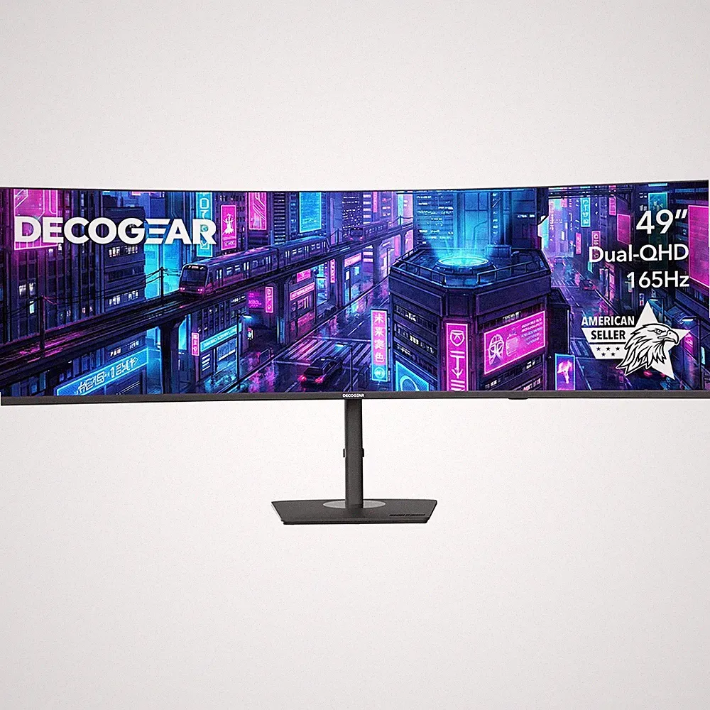 Deco Gear 49" Curved Ultrawide DQHD Gaming Monitor, 32:9, 165 Hz, KVM, 65W USB-C