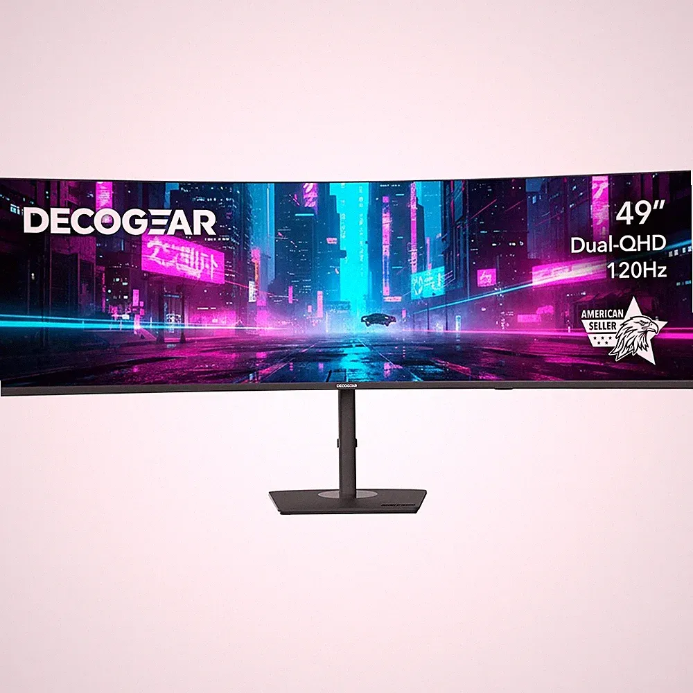 Deco Gear 49" Curved Ultrawide Monitor DQHD 5120x1440, 120Hz, 65W USB-C KVM HDR