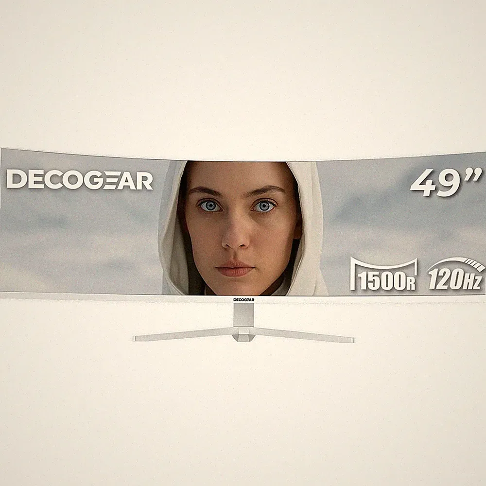 Deco Gear 49 Curved Ultrawide White Monitor; 3840x1080; 32:9; 144Hz; 1ms MPRT