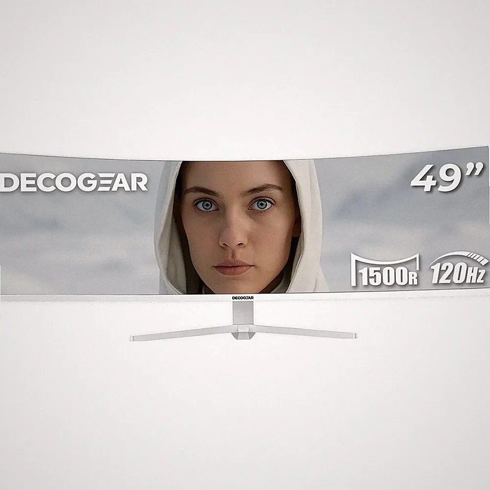 Deco Gear 49" Curved Ultrawide White Monitor, 3840x1080, 32:9, 144Hz, 1ms MPRT