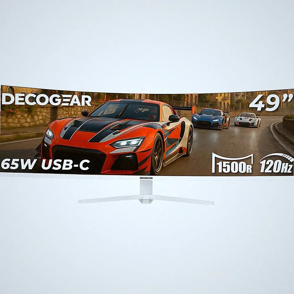 Deco Gear 49 White Curved 5K DQHD Ultrawide Gaming Monitor - 120Hz 100% sRGB | O