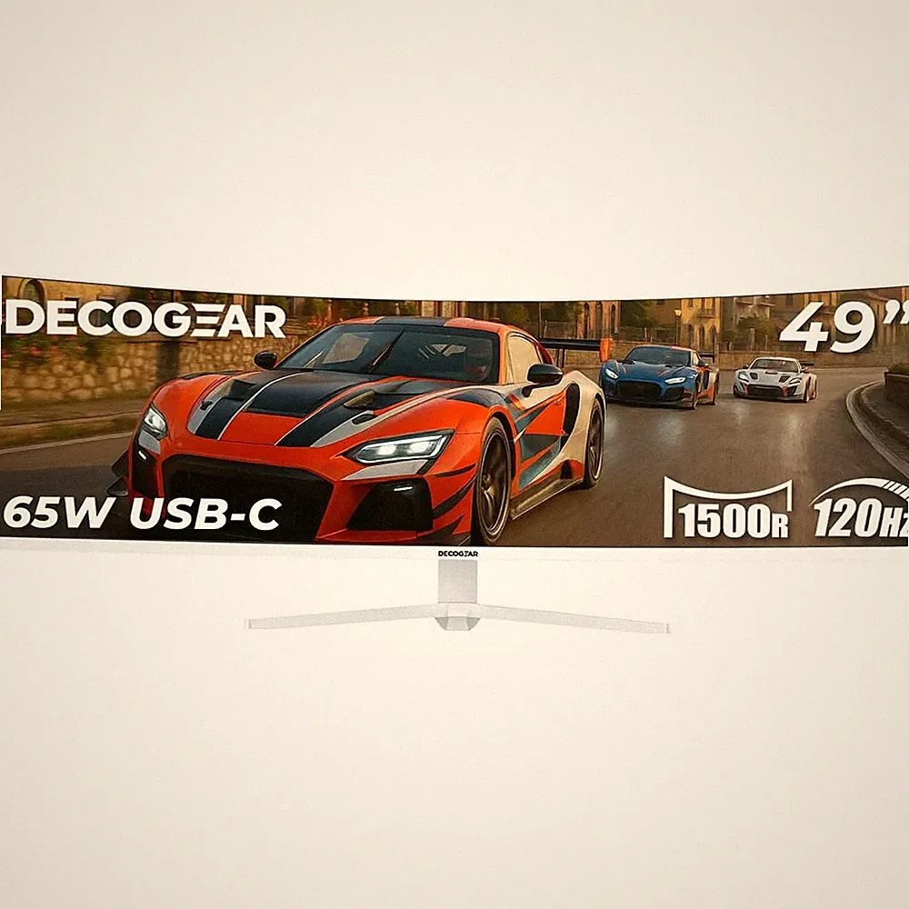 deco gear 49" white curved 5k dqhd ultrawide gaming monitor