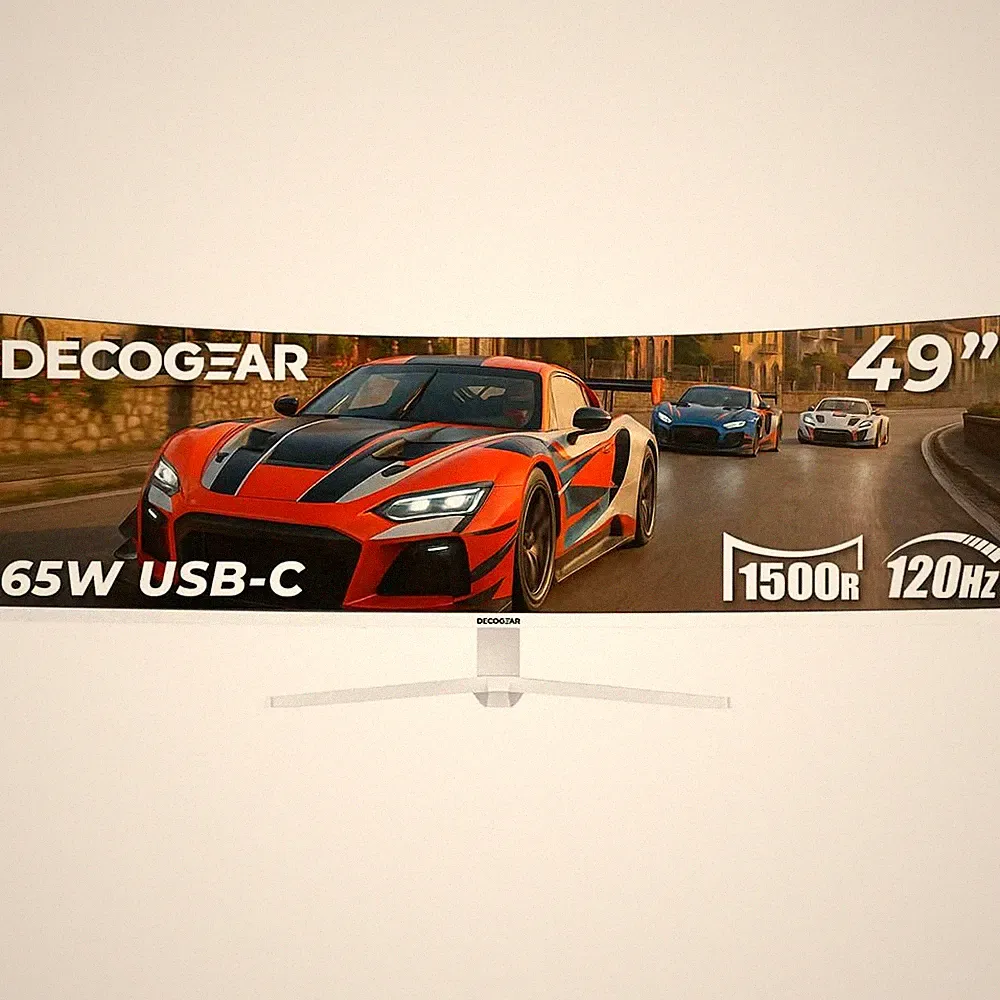 Deco Gear 49 White Curved 5K DQHD Ultrawide Gaming Monitor - 120Hz 100% sRGB | O
