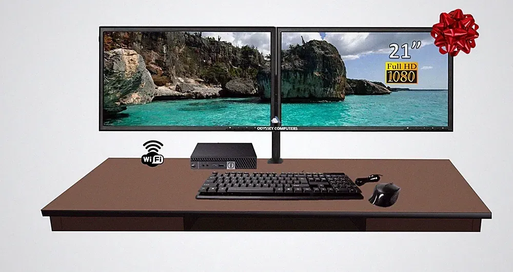 DELL Micro Bundle i7 6TH 16GB 256GB SSD DUAL MONITOR 21" LCD WiFi Win 10 Pro