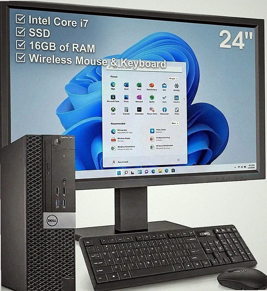 Dell OptiPlex Desktop Computer with 24 inch Monitor Windows 11 WiFi Bluetooth i7