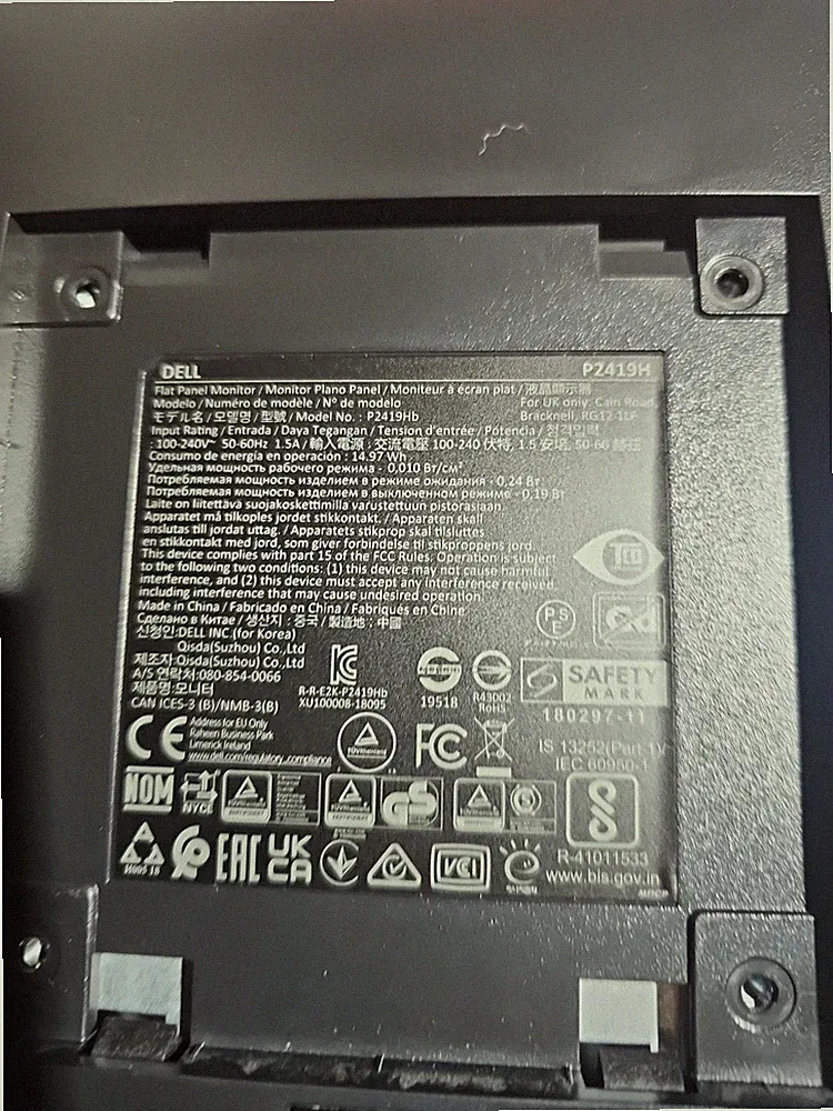 Dell P2419HB 24" LED Monitor 1080p FHD USB 3.0 HDMI VGA DP OEM NO STAND. #T85
