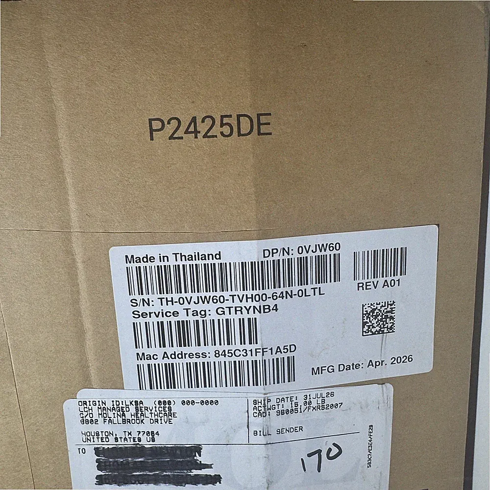 Dell P2425DE Monitor USB-C 24 inch 2560 x 1440 100Hz IPS Brand New
