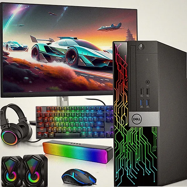 Dell RGB Gaming PC i5-8th 32GB Ram 1TB SSD AMD RX550 24” LED RGB-KB&M Windows 11