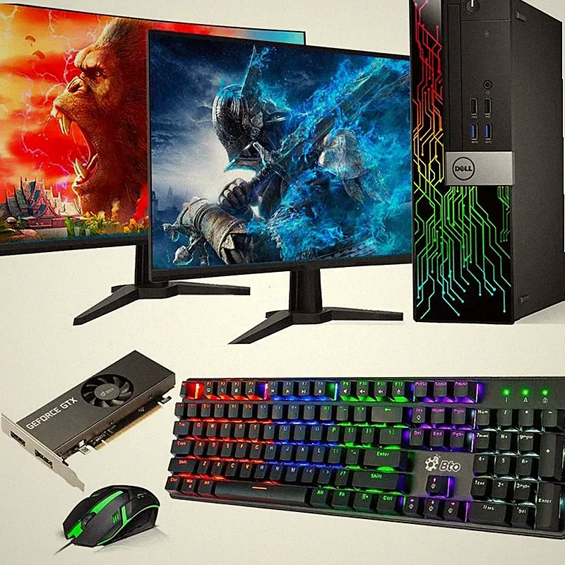 Dell RGB Gaming PC i7 6th, 32GB 1TB SSD Dual 24"LED GTX RGBK&M Wi-Fi Windows 11