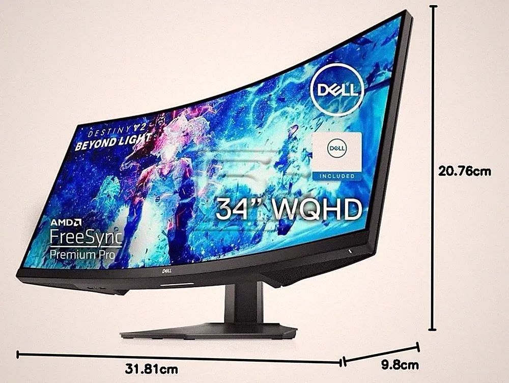 Dell S3422DWG 34” Curved Gaming Monitor WQHD 144Hz VA 1ms FreeSync Premium Box