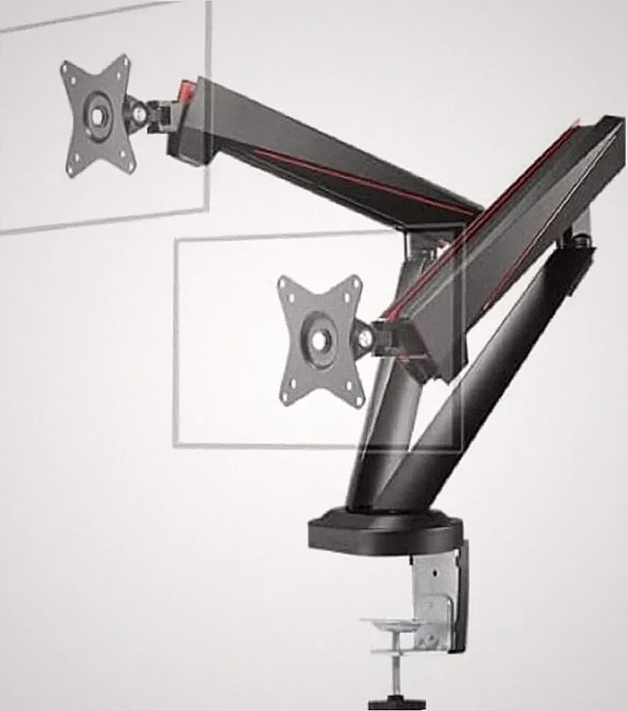 Deltaco 17"-32" Screens Dual PC Monitor Arm Bracket Desk Stand Mount with Clamp