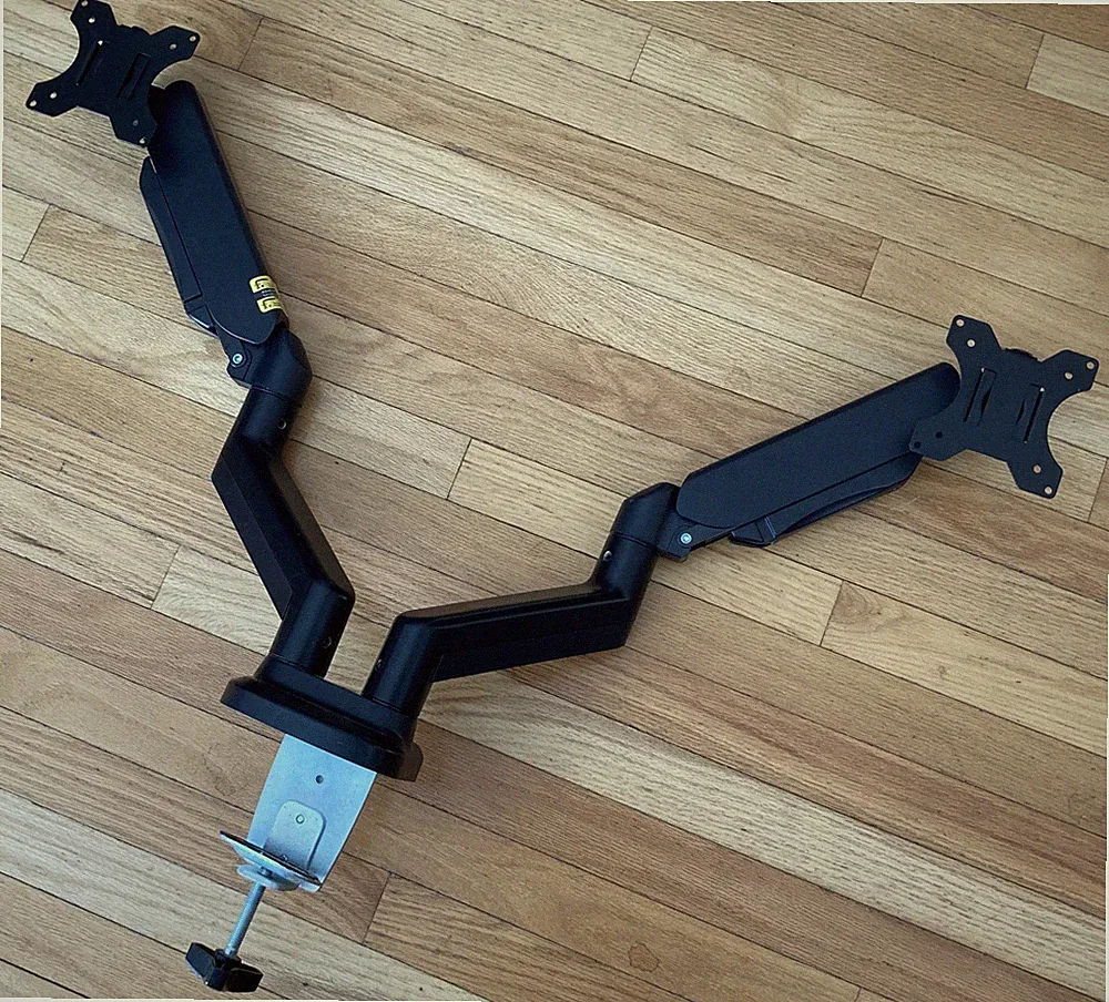desktop dual monitor mount with articulated adjustable gas springs - HUANUO
