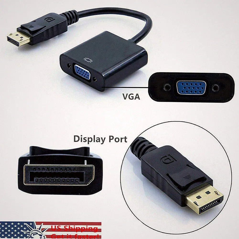Display Port DP to VGA Adapter Cable cord 1080P for laptop desktop Game Monitor