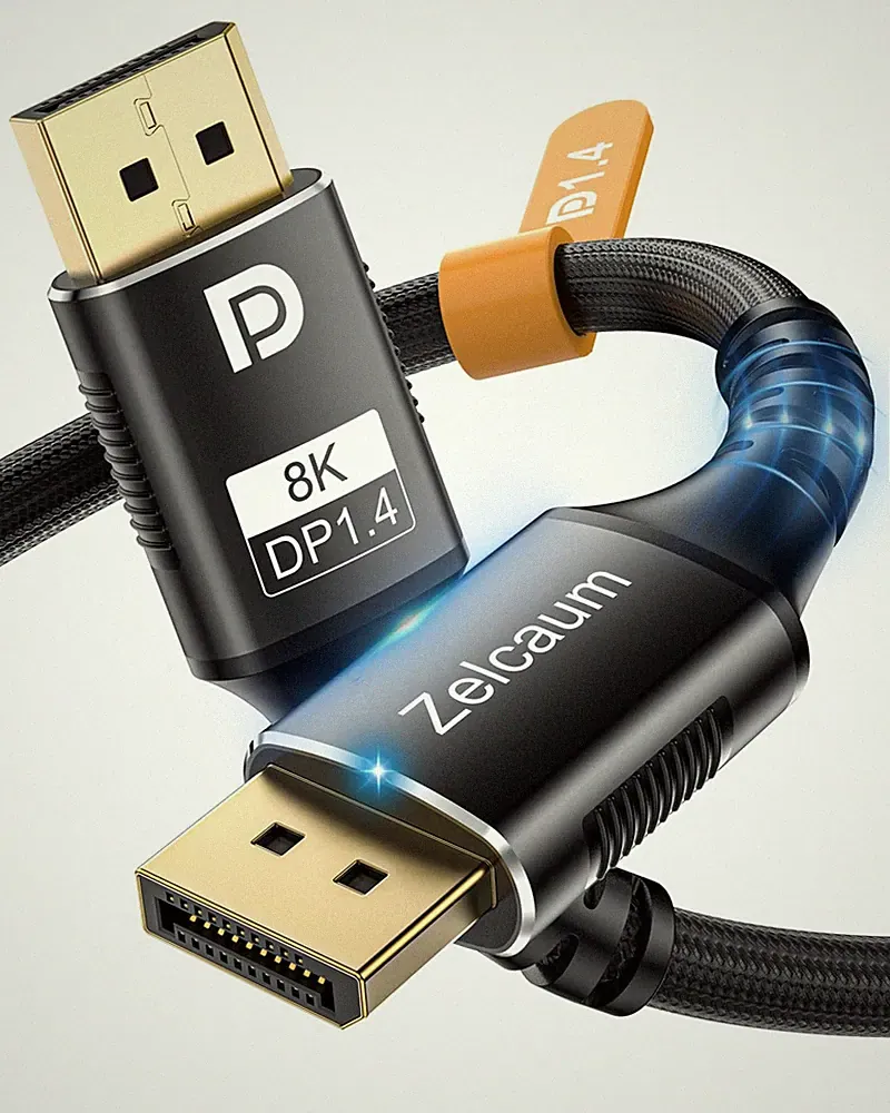 DisplayPort 1.4 Cable 8K 60Hz 4K 240Hz Braided Gaming Monitor Cord 6FT