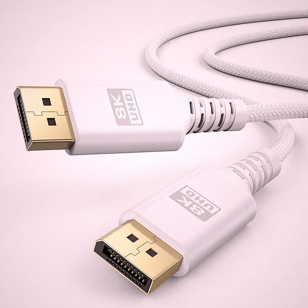 DisplayPort Cable 1.4 White 6.6FT 8K HDR Support for Gaming Monitor PC Laptop