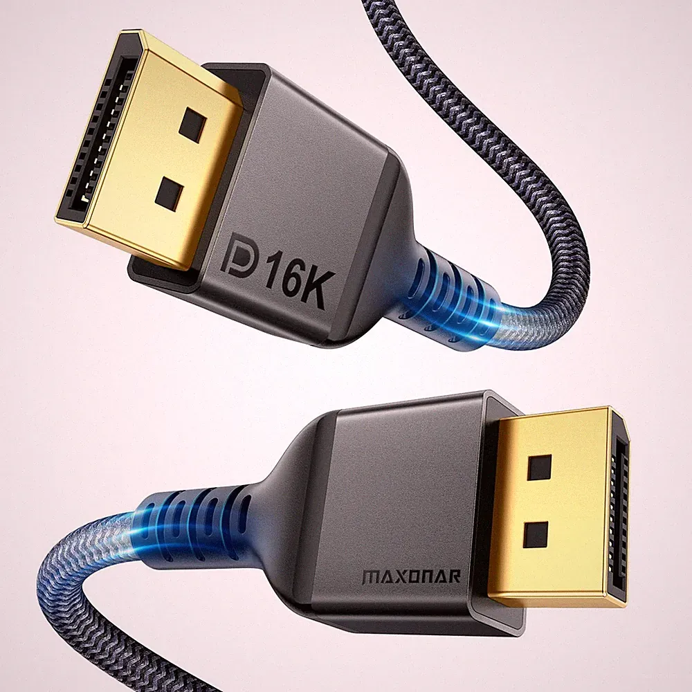 DisplayPort Cable 2.0 for Gaming Monitor, TV, PC, Laptop, HDR, Supports 80Gbps