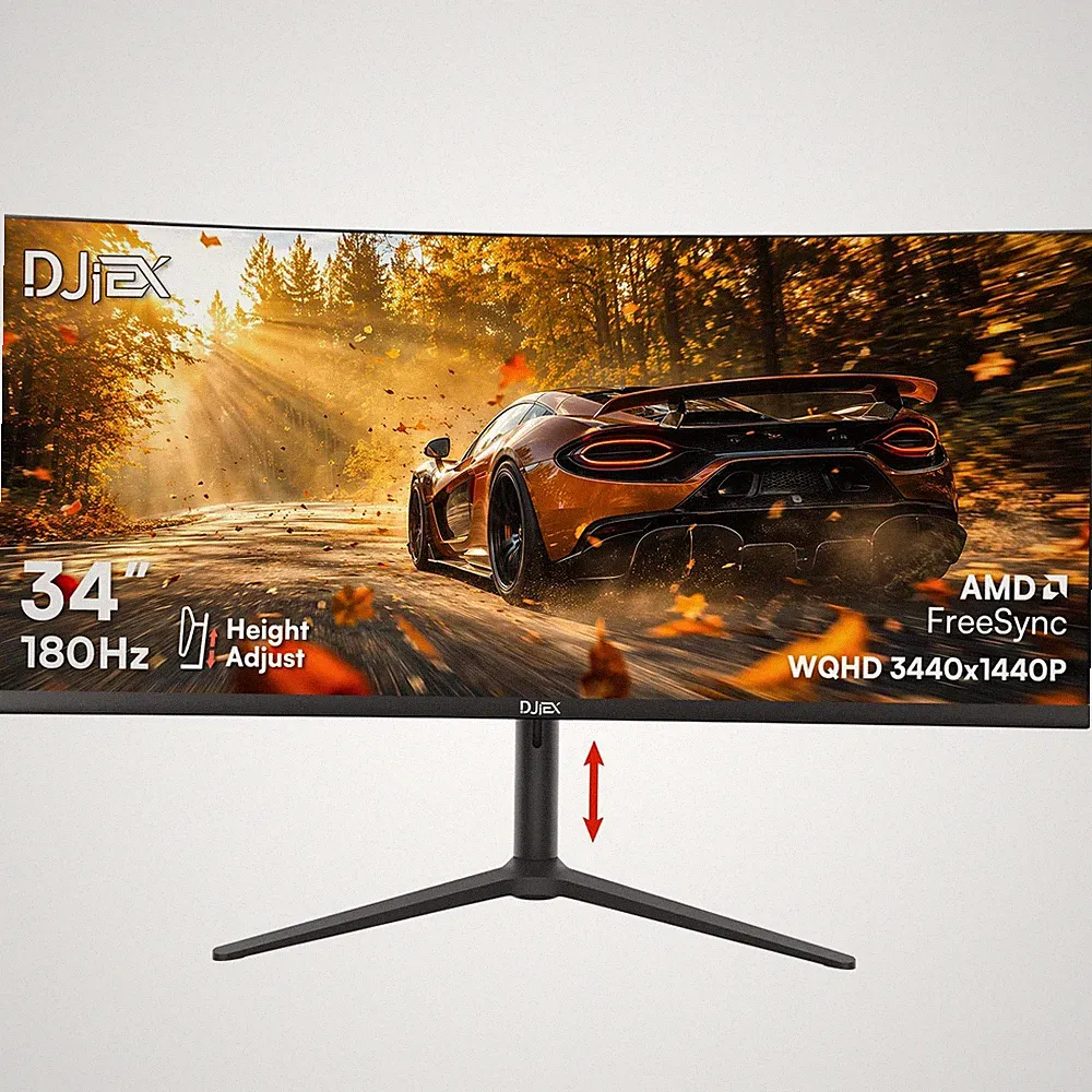 DJiEX 34 Inch Curved Gaming Computer Monitor with 180Hz 34 inch, Black