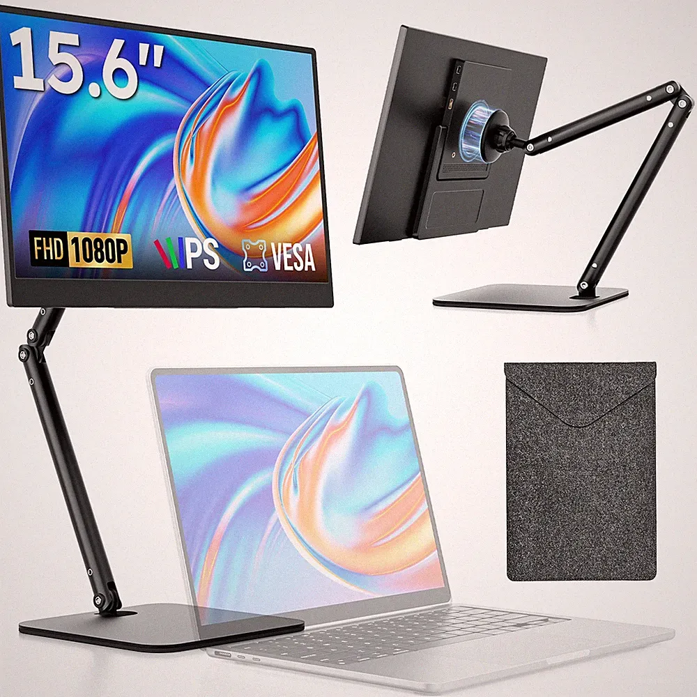 Dopesplay 15.6" Portable Monitor w/ Foldable Magnetic Stand & Bag FHD 1080P IPS