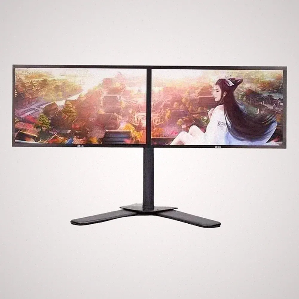 Dual 22" Large LENOVO LCD Widescreen Monitor 1080p FHD W/ Stand cables DP DVI