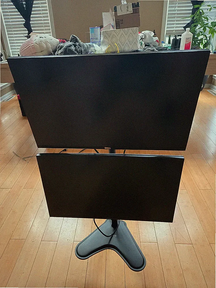Dual 27" Dell 1440p Gaming Monitor Bundle (155Hz/144Hz) + VIVO Vertical Stand