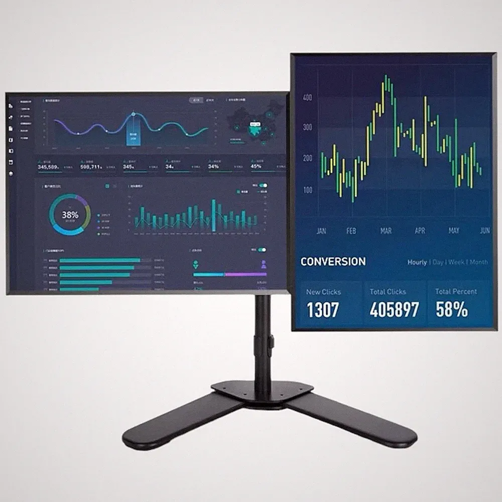 DUAL FHD 1080p 22" 23" inch Monitors w/ Stand and Power Cord DELL HP Lenovo