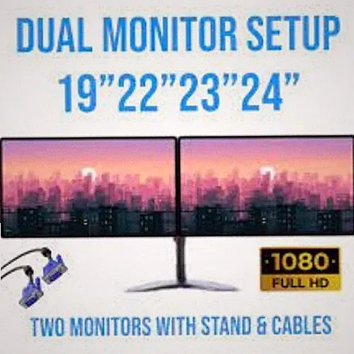 Dual HP DELL ViewSonic Large Monitor 19" 22" 23" 24" FHD LCD Widescreen Monitor