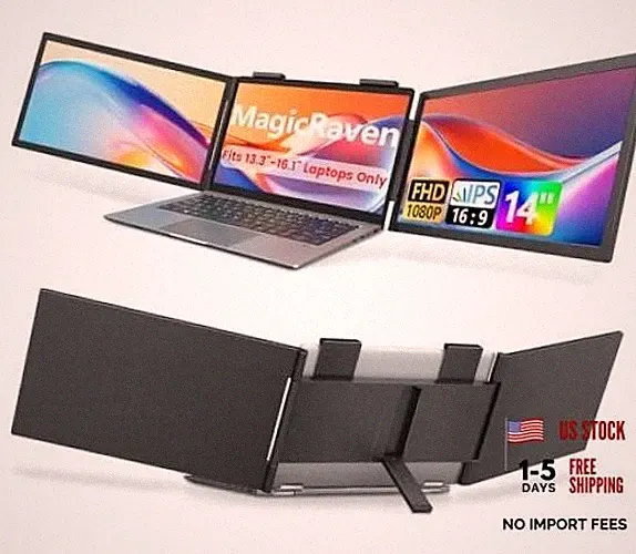 Dual Laptop Screen Extender, 14" 1080P Portable Monitor, Type-C (No 14" Dual